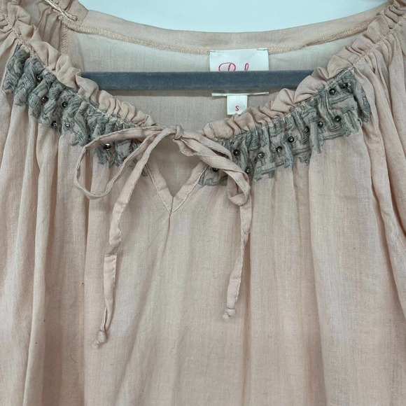 Parker Blouse Womens Sz Small Pink Gray Embroidery Sequins Beaded Long Sleeve - Picture 3 of 9